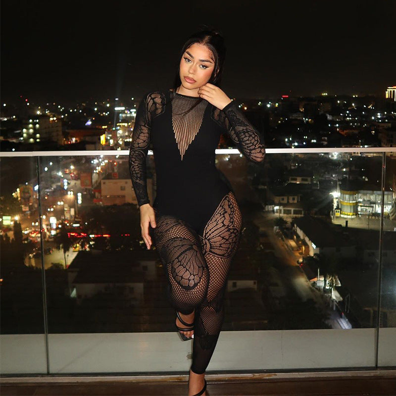 Butterfly Tight Long Sleeved Jumpsuits