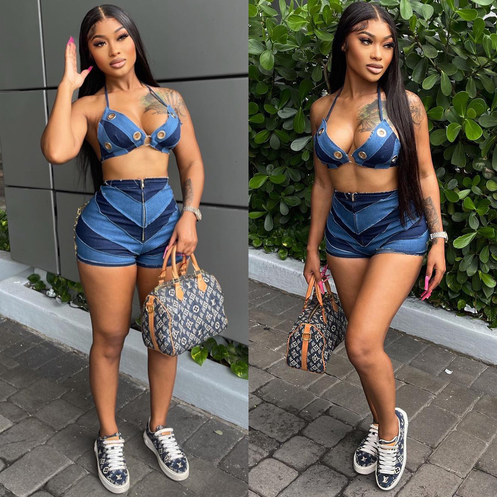 Color Matching Fashion Casual Two-Piece Suit