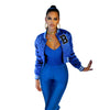 Letter pocket reflective diamond padded baseball coat