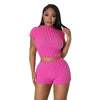 Cropped Shorts Popcorn Bubble Two-Piece Set