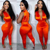Deep V High Waist Glossy Jumpsuit