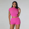 Cropped Shorts Popcorn Bubble Two-Piece Set