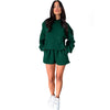 Solid Color Long Sleeved Shorts Hoodie Two-piece Set