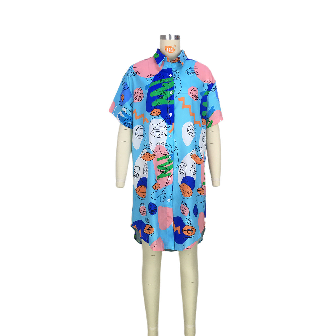 Face Abstract Shirt Dress