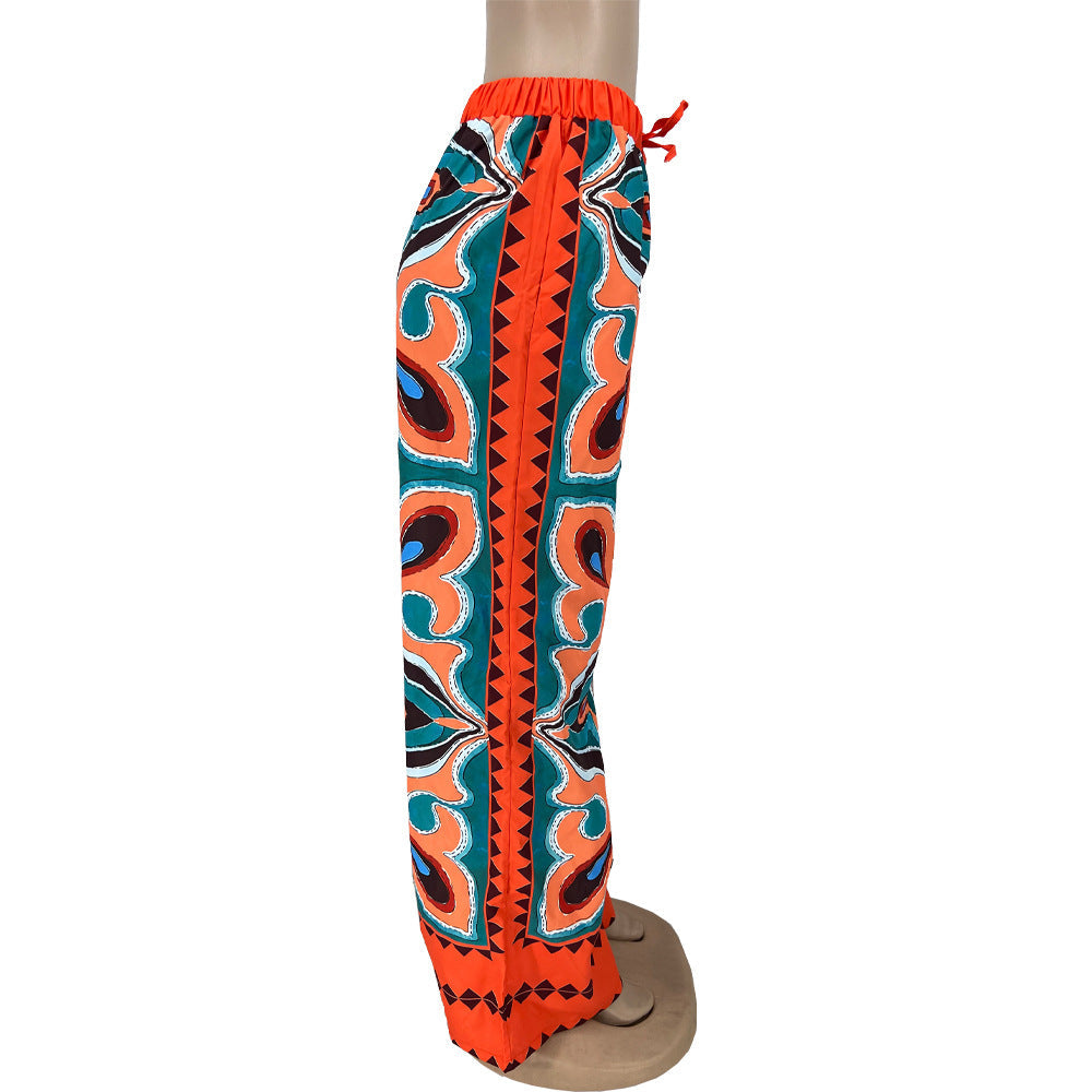 Printed Loose Fitting Women's Casual Pants