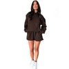 Solid Color Long Sleeved Shorts Hoodie Two-piece Set