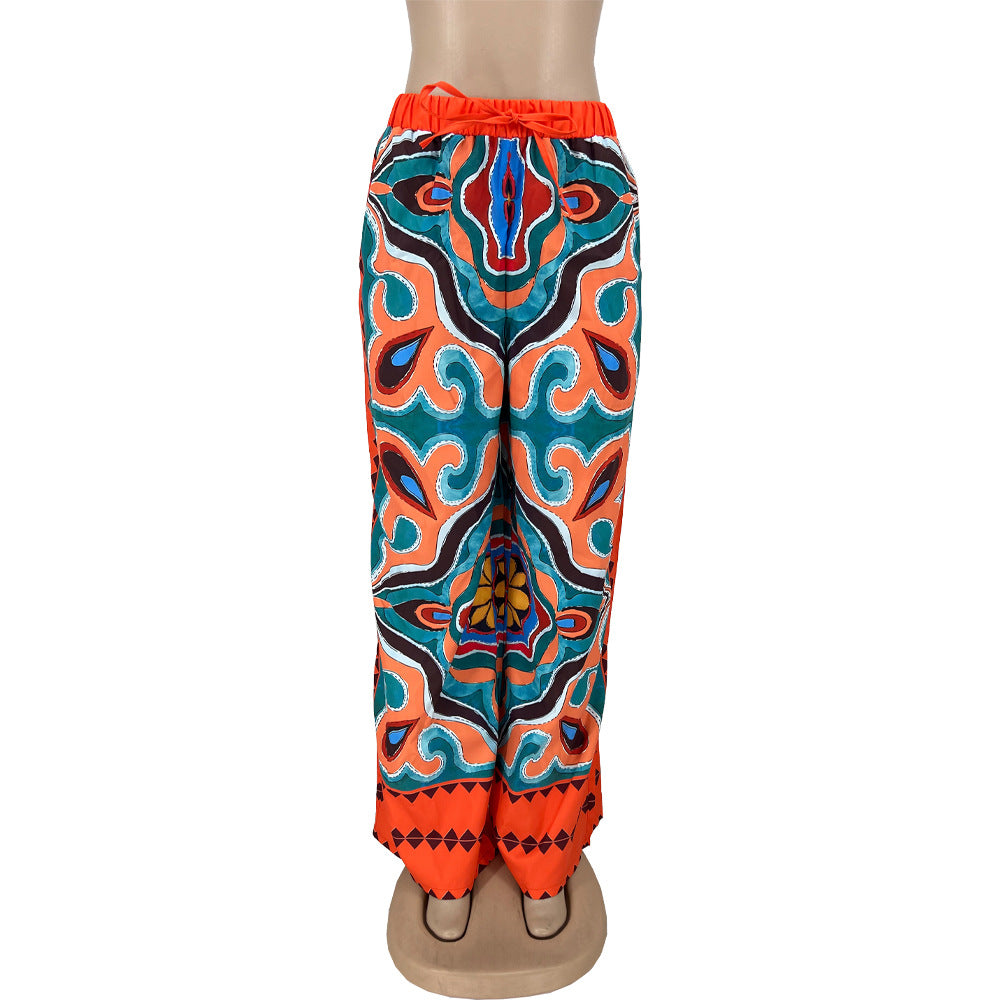 Printed Loose Fitting Women's Casual Pants