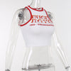Contrast Color Letter Print Short Vest Versatile Top