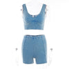 Camisole High Waist Hip Lift Shorts Casual Sports 2PC