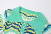 Knitted Dress Polo Color Contrast Dress