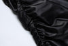 Faux Leather Pleated Long Sleeve Dress