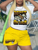 Banknote Printed T-shirt Short Sleeve Shorts 2PC Set