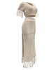 Split wool hand hook knitted tassel two-piece set