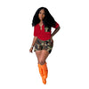 Solid Camouflage Short-Sleeved Shorts T 2PC Set