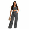Sleeveless Open Waist Jacket Elastic Waist Wide-leg Pants Suit