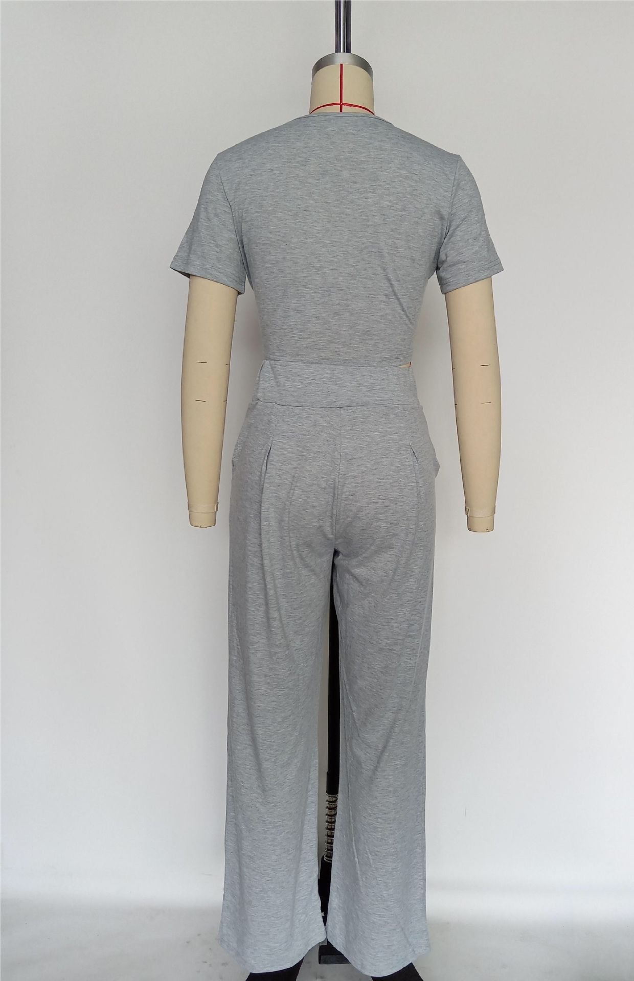 Cotton Short-sleeved Pleated T-shirt Wide-leg Pants Two-piece Suit