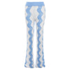 Wave Pattern Color Matching Knitted High Waisted Wide Leg Pants
