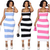 Striped Backless Lace-up Sheath Sexy Dress