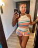 Knitted Backless Halter Top & Bottom 2PC Set