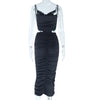 Solid Color Suspender Hip Skirt Two-piece Set