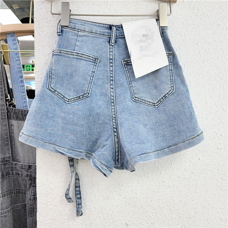 Irregular Multi-Pocket Workwear A- line Denim Skirt