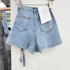 Irregular Multi-Pocket Workwear A- line Denim Skirt