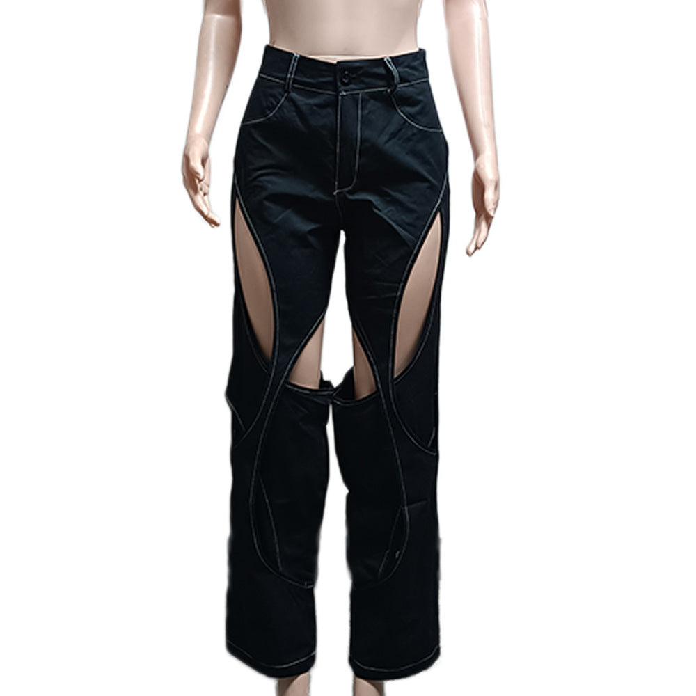 Cotton Fried Dough Twists hollow casual pants