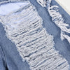 Tassel Hole Rhinestone Washing Water Denim Jumpsuit Female