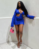 Long Sleeve Mesh Wave Pattern Sexy Short Dress