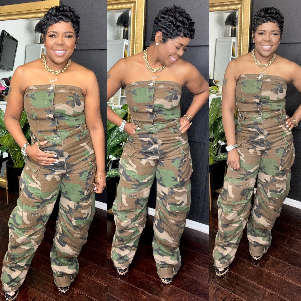 Camo Pocket Casual Jumpsuit