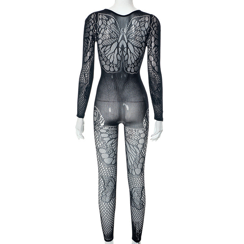 Butterfly Tight Long Sleeved Jumpsuits