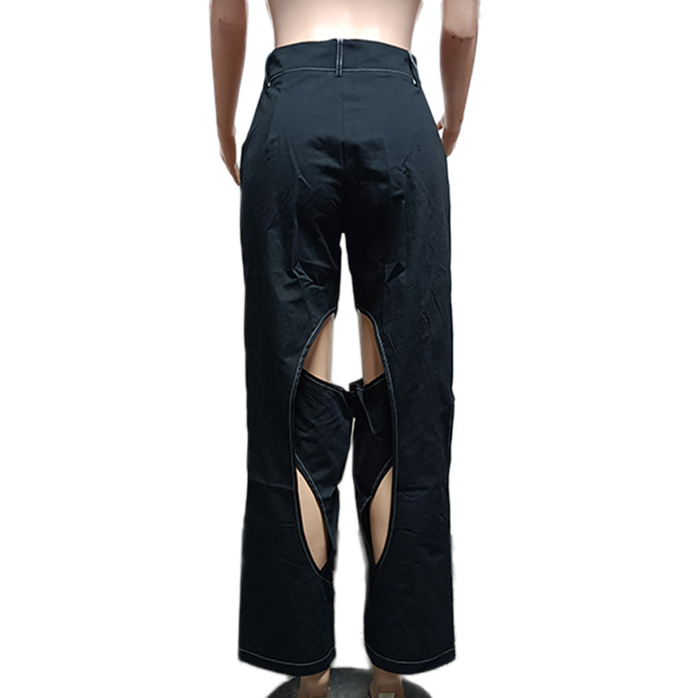 Cotton Fried Dough Twists hollow casual pants