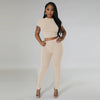 Pit stripe sports round neck tight and navel exposed set