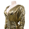 Solid color gilded long sleeved pleated short skirt dress