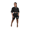 Letter Printed Short-Sleeve Shorts Set
