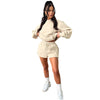 Solid Color Long Sleeved Shorts Hoodie Two-piece Set