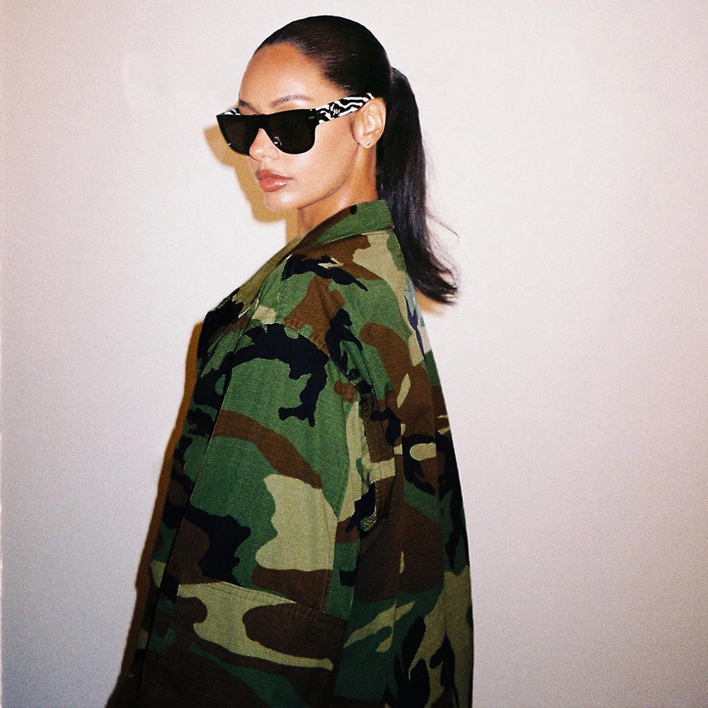 Camouflage Pocket Cardigan Long-sleeved Jacket