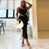 Solid Color Suspender Hip Skirt Two-piece Set