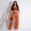 Sleeveless Open Waist Jacket Elastic Waist Wide-leg Pants Suit