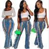 Eyelet String Tassel Straight Jeans
