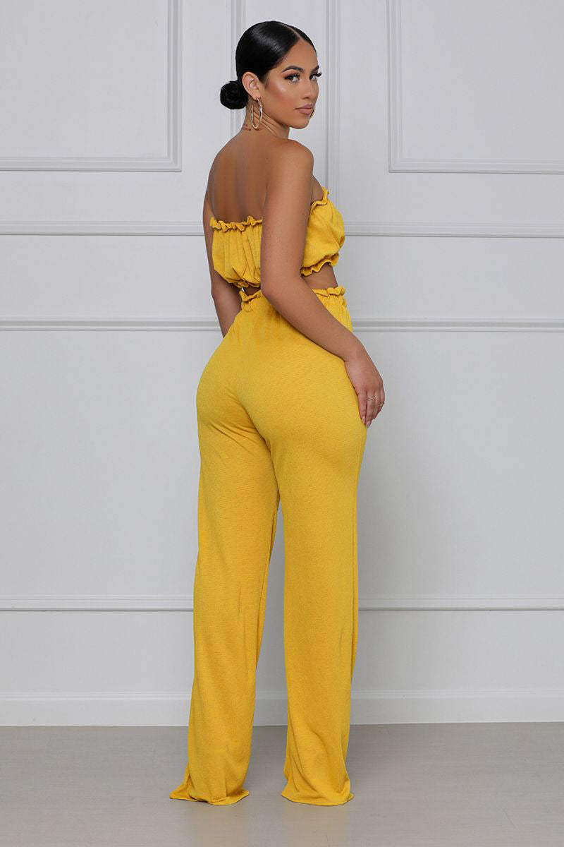 Solid Color Bra Pants Women's Two-piece Set