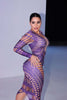 Ripped Skinny Sheath Dress Rhinestone Printed Dress