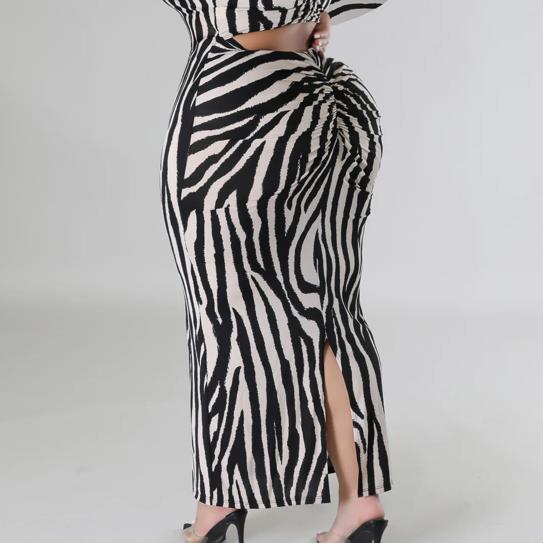 Zebra Print Long-sleeved Dress