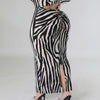 Zebra Print Long-sleeved Dress