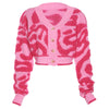Sweet color-block low-cut V-neck button-up high-rise slim-fit knit top