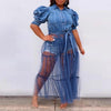 Cardigan Blue Denim Patchwork Skirt