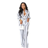 Printed Striped Shirt Outfit Two-Piece 2PC Set