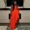 Large Solid One-shoulder Irregular Dress