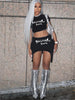 Crop Top Short Sleeve Skirt Two-piece Set