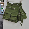 Irregular Multi-Pocket Workwear A- line Denim Skirt